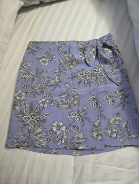 Ann Taylor Lavender Floral Tie-Waist Mini Skirt